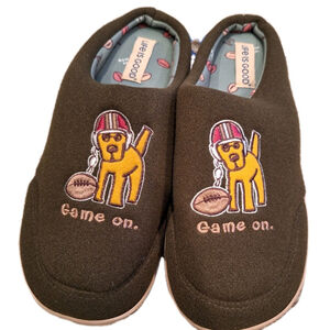 NEW Life Is Good Slippers Mens M 9/10 Rubber Sole Dog Football GAME ON Clogs